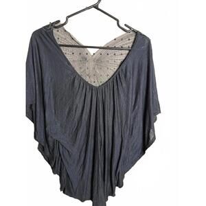 Large butterfly Black Flowy Top retro style- one size